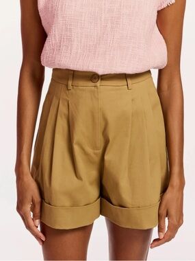 NEW Essentiel ANTWERP Oat Cappuccino Wide Leg Shorts. Organic Cotton. Size 6